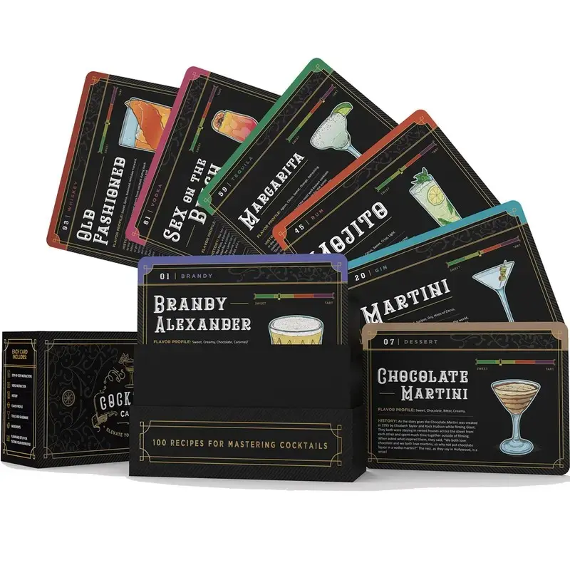Bartender Recipe Cards, Learn over 100 Drinks, Instructional Videos Included, Perfect for Home Bartenders, Easy-To-Follow Recipes, Mastering Cocktails