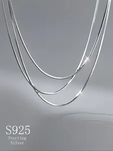 925 Sterling Silver Minimalist Chain Necklace for Women, Necklaces for Women, Elegant Necklace, Gifts for Girlfriend, 1 Count Hip Hop Style Chic Minimalism Versatile Jewelry for Parties and Music Festivals, Dainty Gift for Your Love