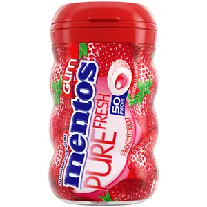 3x Mentos Pure Fresh Strawberry Chewing Gum - Sugar Free Gum Fresh Breath Mints Pocket Pack Snack Candy 50ct