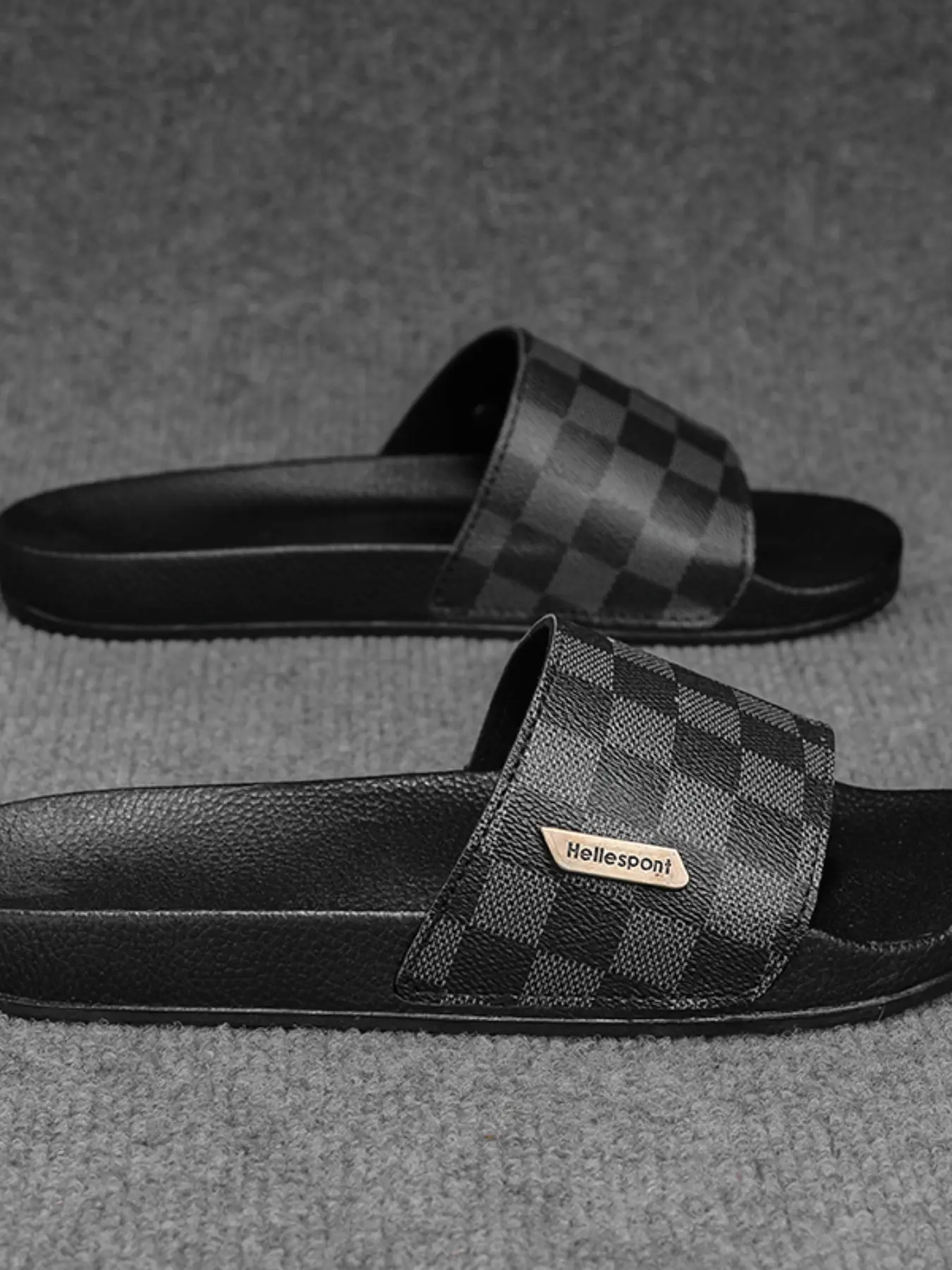 Fashion Plaid Men's Sandals, Waterproof Comfortable Soft Sole Beach Indoor Casual Slippers, Stylish Footwear for Daily Wear