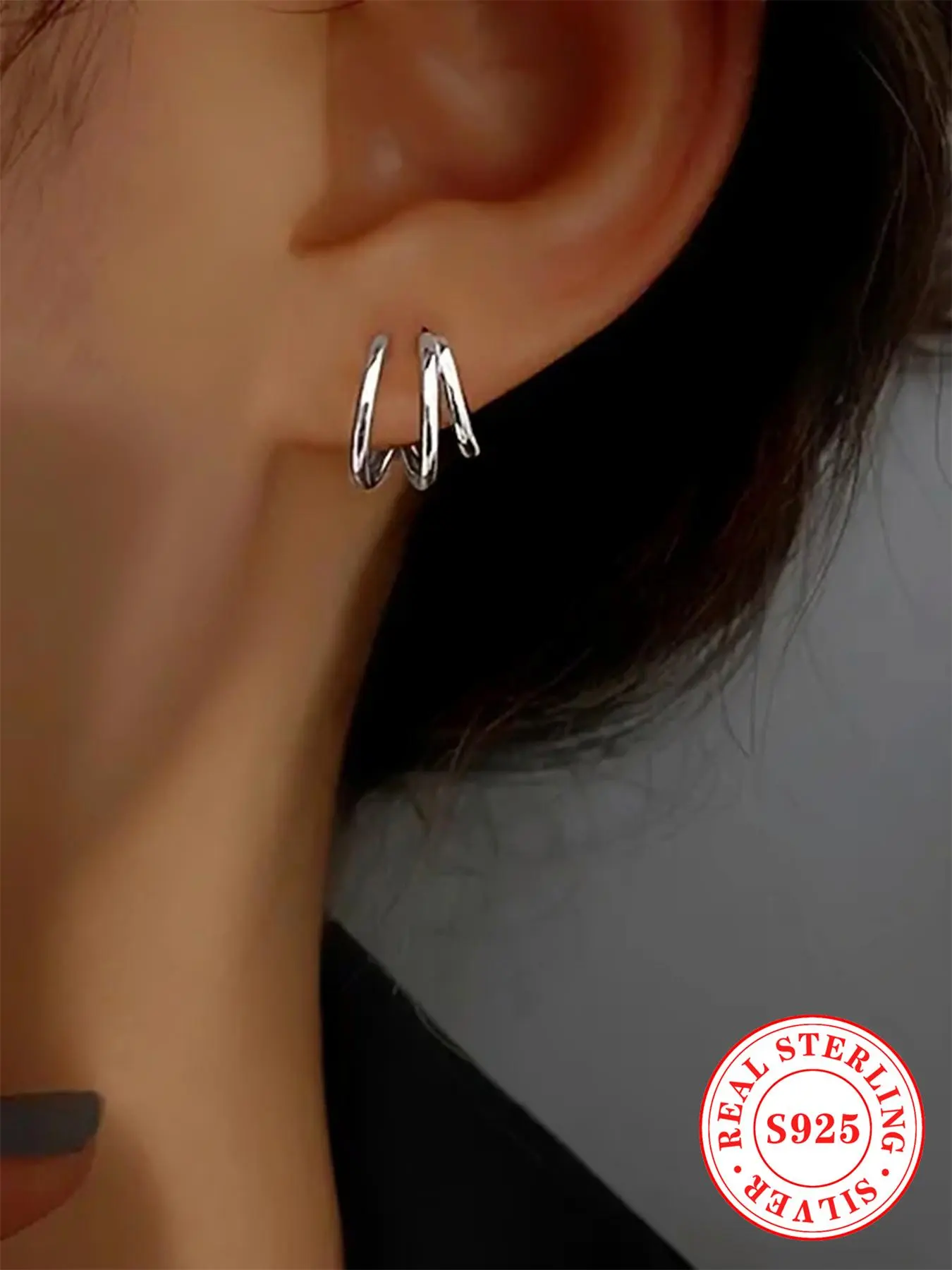 S925 Sterling Silver Minimalist Three Claw Pretty Studs Earrings, High Quality Fashionable Earrings for Women & Girls, Trendy All-match & Exquisite Jewelry for Birthday Gift, Elegant Minimalist Earrings