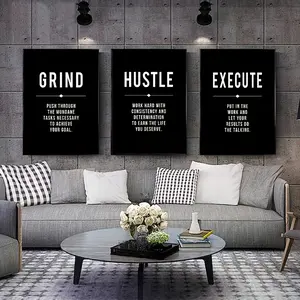 Grind Hustle Success Wall Art Decor Set of 3, Motivational Entrepreneur Posters and Prints, Modern Canvas Artwork, Office Inspirational Painting for Business Mindset Home Decor Real Touch Artificial Rose Bouquet