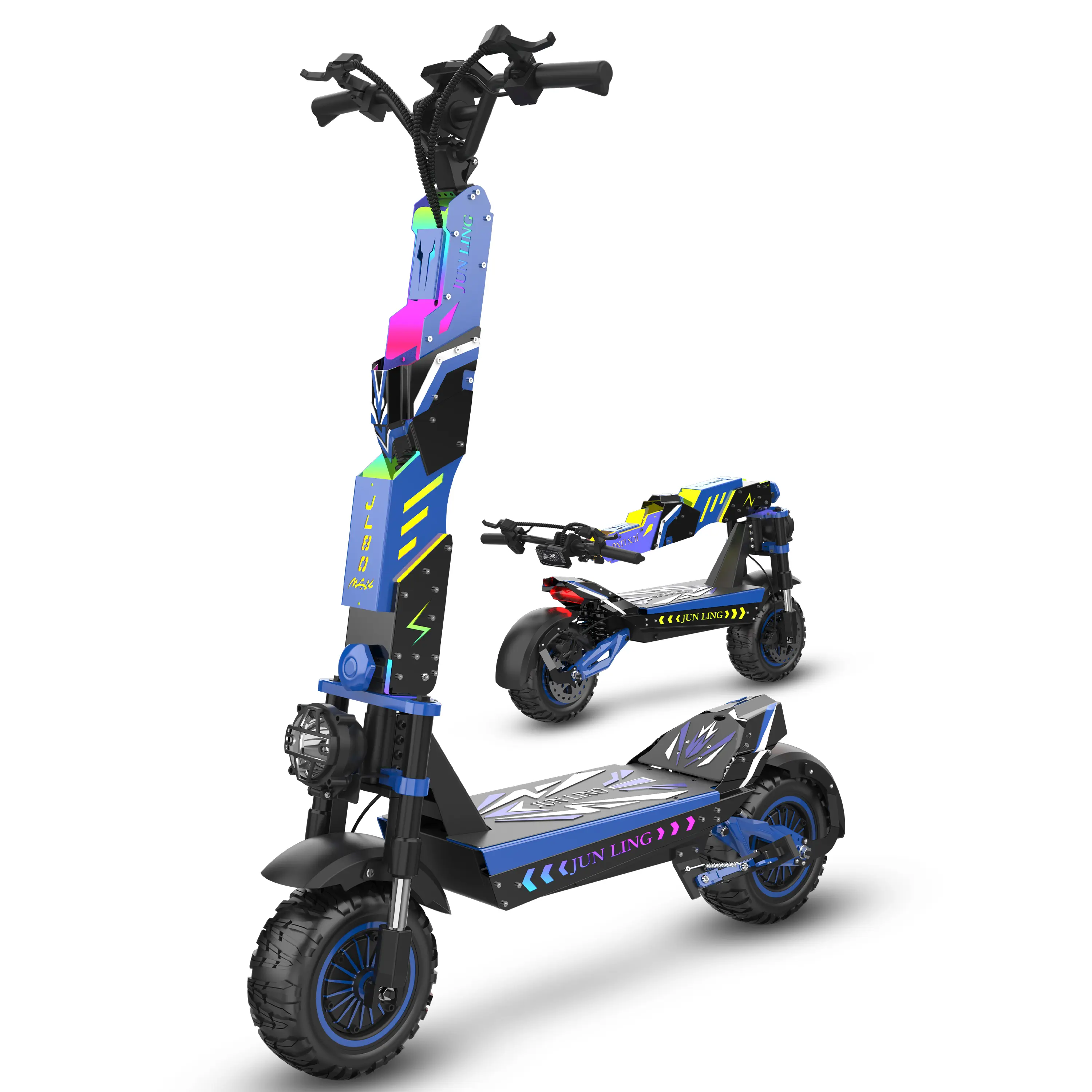 JL80 43MPH Electric Scooter Adults, 6000W Dual Motor, 60V30Ah,  55Miles Fast Sports Dual Motor Escooter, 12" Foldable Off-Road E Scooter, Hydraulic Brakes,Portable Bluetooth Speaker, Gift For Boyfriend