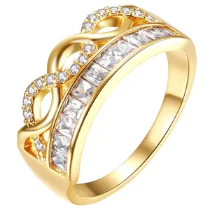 OIDEA Women's Infinity Crown Open Ring, Gold-Tone Brass Statement Rhinestone Gold Ring for Engagement, Rhinestone Gold Rings, Statement Rhinestone Rings