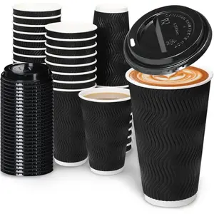 100Pack 16OZ  Cups with Lids Insulated Ripple Paper Cups for Hot & Cold Drinks Ideal for Office  Bars Disposable and Versatile Use Glass Coffee Mug Coaster Funny Unicorn Sparkle Rage sublimation Porcelain Handwarmer christmas gift idea home perfect gift