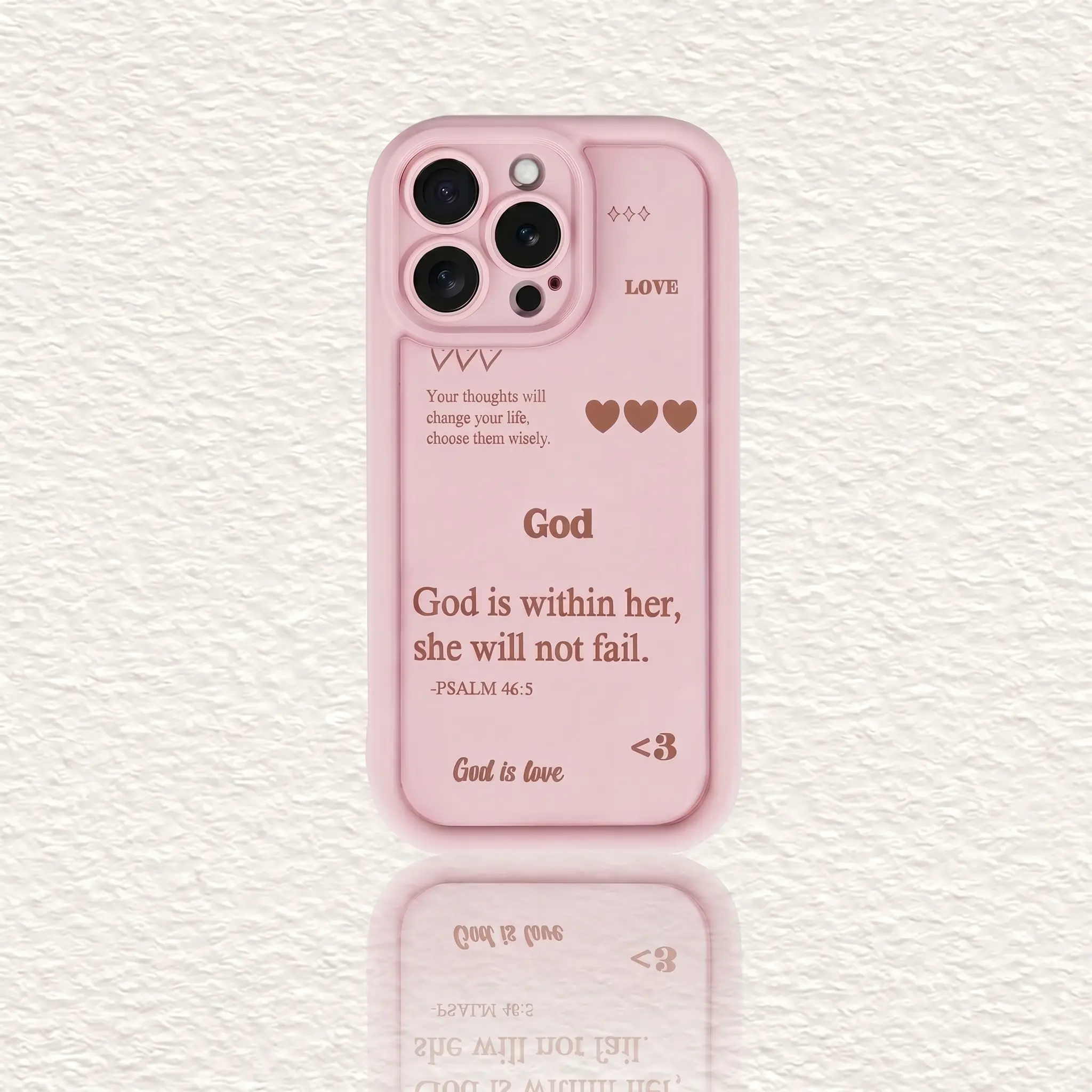 Pink Minimalist God Loves Religious Slogan Soft TPU Full Coverage Drop Proof Phone Case For iPhone 13 14 15 16 17 Pro Max