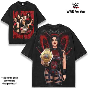 WWE Stephanie Vaquer La Primera Washed T-Shirt | Vintage Graphic Design | Iconic Wrestling Print | Classic Fan Apparel Cotton Fabric tee