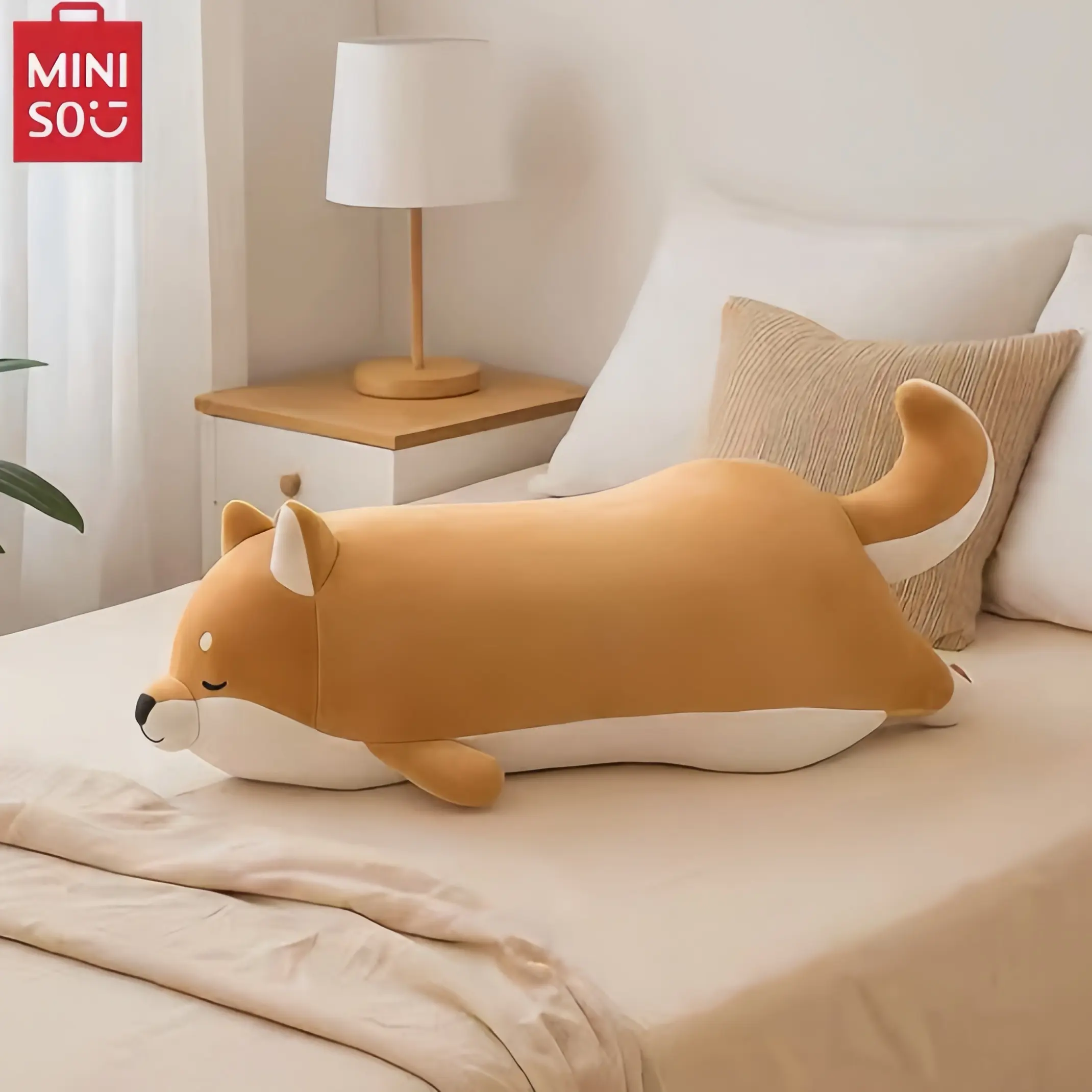 Miniso Shiba Inu Series Lying Posture Stuffed Animal - Durable Soft Fluffy Hug-Safe Animal Shaped Stuffed Toy, Ultra-Soft Plush Material, Ideal for Hugging, Desktop Decor, Stuffed Animals