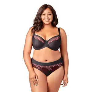 Elila Women’s Plus Size Star Curves Panty, Medium Coverage Brief, Style 3918 Black