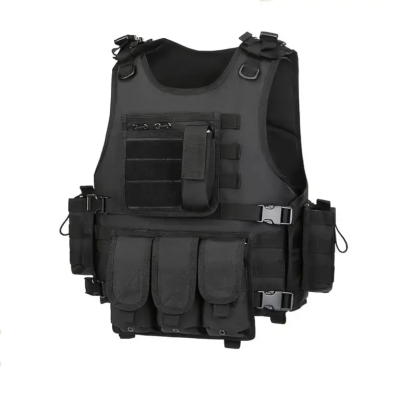 Tactical Chest Vest, Quick-Release Molle Plate Carrier with Holsters & Carabiners, Adjustable Breathable Sports Protective Gear, Perfect Gift for Men, Tactical Equipment, Holster Pockets, Outdoor Sport, Adjustable Protective Gear
