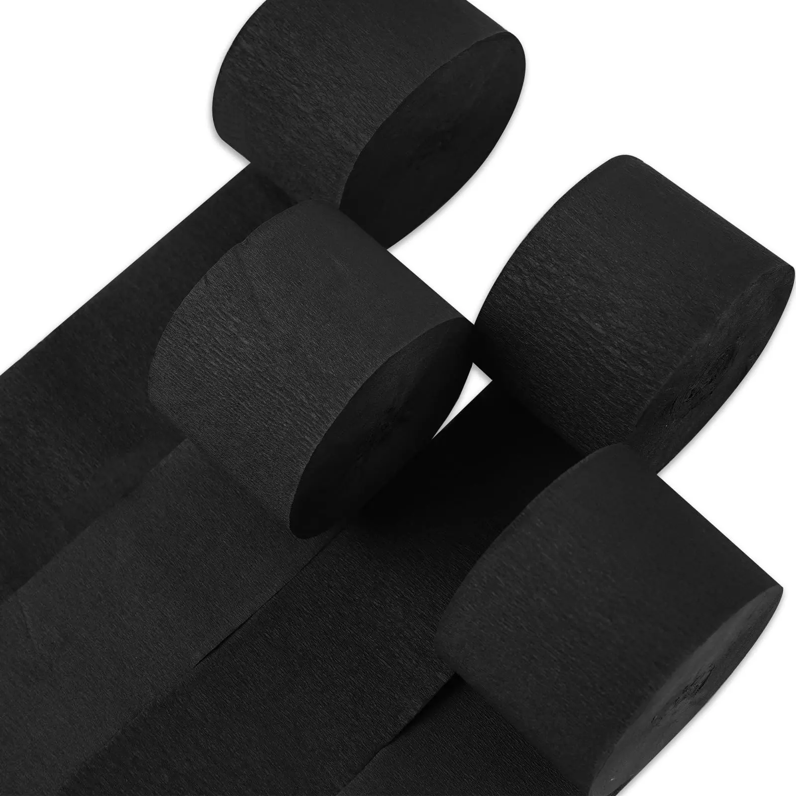 PartyWoo Black Crepe Paper Streamers, 4 Rolls (1.8 in x 82 ft/Roll, 328 ft Total) - Festive Home & Party Supplies for Graduation Gift, Wedding Decor, Graduationgift