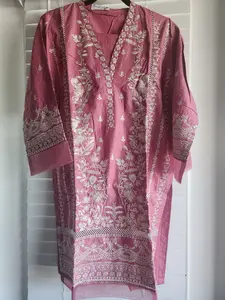 Embroidered two piece ready ti wear casual cotton dresses