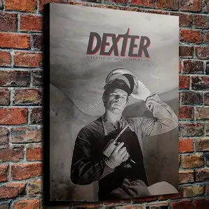 1 Piece Vintage <Dexter> Movie Poster Frame - Author James Manos Jr., Size, Premium Canvas and Recycled Wood Frame, Ready-to-Hang Home Decor, Office Decoration, Industrial Style Design, Hangable Hand Drawn Artwork, Home Decor, Office Designer Exclusive