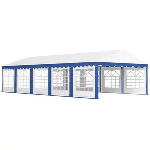 Outsunny 16.5' x 33' Party Tent, Heavy Duty Large Outdoor Canopy Tent Shelter with Removable Sidewalls, 10 Windows and 2 Doors, Tents for Parties, Wedding, Events, BBQ Grill, White