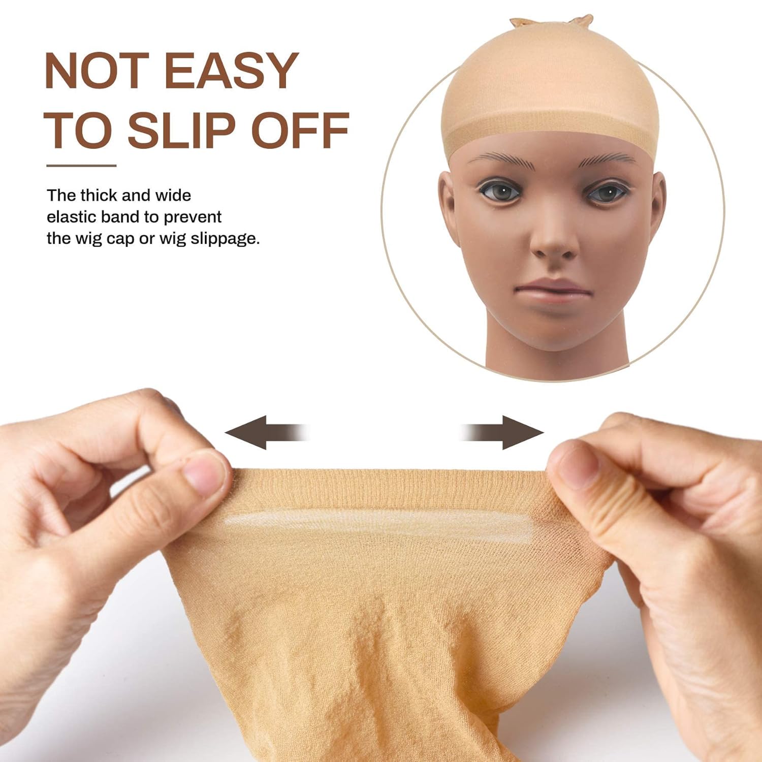 Light Brown Wig Caps for Women, Ultra-Thin Stretchy Nylon Lace Front Stocking Caps (Ballet/Cosplay/Daily Use)