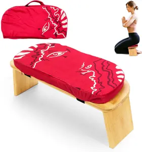 Meditation Bench  Bamboo Foldable Ergonomic Stool with Cushion for Comfortable Kneeling or Sitting Sturdy Prayer Bench for Deeper, Longer Meditation