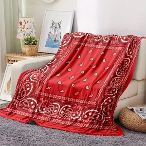 1 Piece Red Plaid Flannel Throw Blanket, Paisley Pattern, Soft and Comfortable, Suitable for Sofa, Bed, Office or Camping, All-Season Multi-Purpose Gift, Multi-Functional Throw Blanket | Paisley Print Blanket | Soft Polyester Blanket