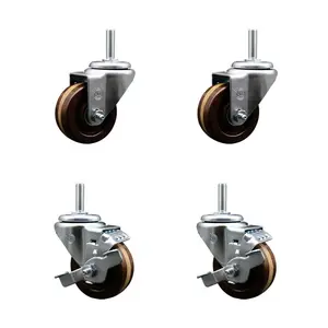 Service Caster SCC-TS20S314-PHRHT-34212-2-TLB-2 High Temperature Phenolic Swivel Threaded Stem Caster with 3 x 1.25 in. Brown Wheels & 0.75 in. Stems - Set of 4