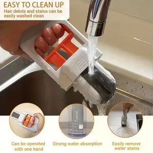 Mop Set with 5 Replacement Sponge Heads, Mini Floor Cleaner for Dry & Wet Use, Ideal for Kitchen, Living Room, Bathroom, Car Glass