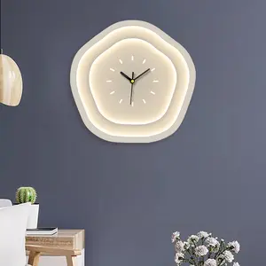 Modern Minimalist Cream Wind Hanging Clock, 11.8 Inch Silent Quartz Wall Clock, Led Wall Clocks, Home Decor for Living Room, Dining Room, Bedroom, Kitchen, Office, School, Led Clock