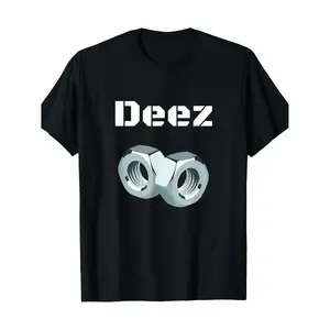 Men's 100% Cotton Short Sleeve T-Shirt - Funny "Deez Nuts" Graphic, Geometric Design, Casual Round Neck Black Streetwear Top, Shortsleeve, Tshirt,summervibes
