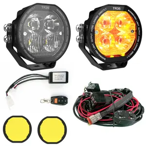 YBYZ Pixel-X Series 3.5" RGB LED Pods with Wireless Remote, 66W 7400LM Compact Offroad Driving Lights, 5-Color Atmosphere Strobe Mode Ditch Lights with Wiring Harness & 2 Covers, IP67 Waterproof Fog Lights for ATV UTV Jeep Golf Cart (Pair)