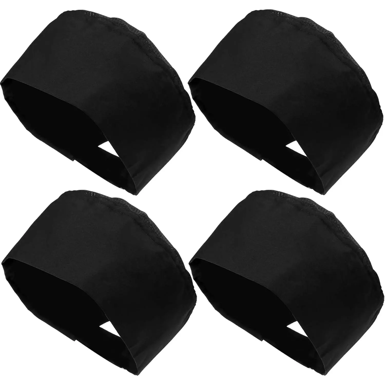 4 Pack High Quality Chef Hats for Men & Women, Solid Black Polyester Cap with a Breathable Mesh Top & Adjustable Strap for Cooking, High Quality Hat