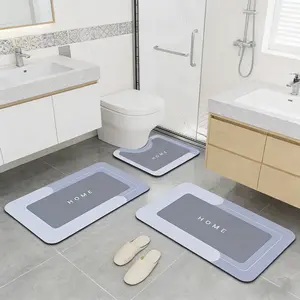 Bathroom Toilet Mat, 3pcs Non-slip Bathroom Floor Mat, Diatomite Bathroom Mat, Room Decor Water Absorbent Interior Rug for Bathroom Living Room Kitchen Laundry Bathroom Home Decor, Drying Doormat, Bathroom Accessories, Household Items, Home Goods