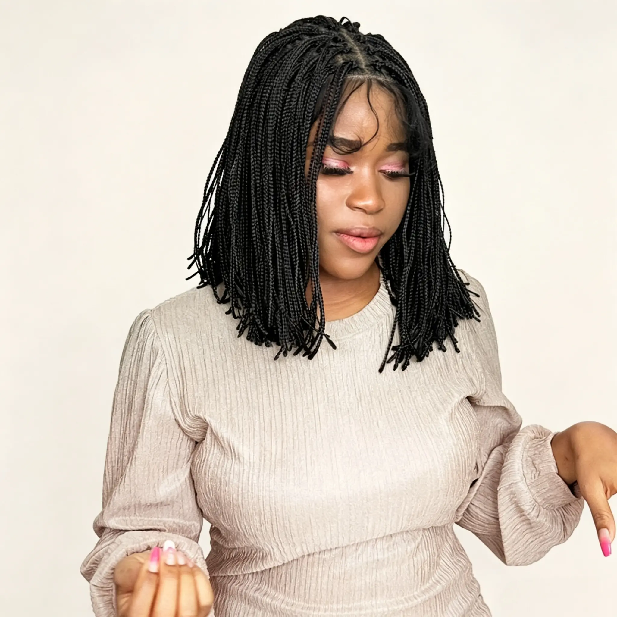 DOSAY Micro Cornrow Braided Bob Wig Handmade Tiny Cornrow Braids Natural Invisible Hairline Short Braided Wigs For Black Women Daily Protective Hairstyle