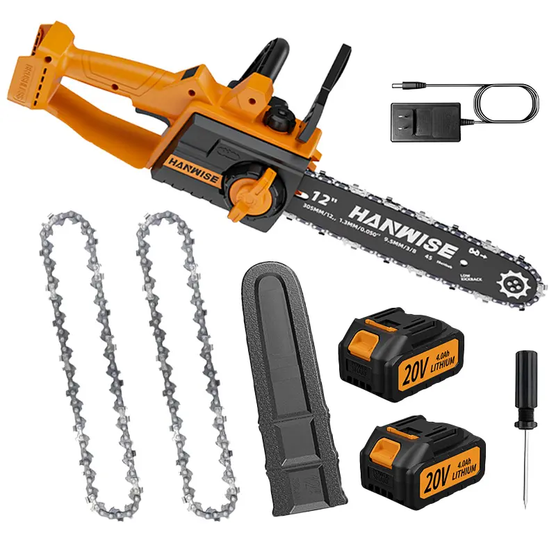 12 inch cordless chainsaw, equipped with automatic lubrication system and tool free chain tensioning function | Lightweight and compact design, suitable for women/elderly people to use, is an ideal Christmas gift for husbands and fathers