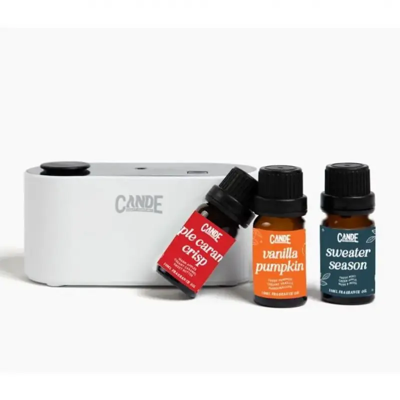 Waterless Rechargeable Scented Diffuser Gift Set - Home Fragrance Freshener for Aromatherapy, Room, Office (Fall) - Includes 3 Insert Scented Oil Diffusers & Fragrance Blend