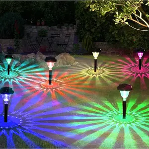 Solar Pathway Lights 8 Pack, Bright RGB Color Changing Solar Path Lights Outdoor  IP65, for Outside, Walking Path, Garden, Lawn, Walkway, Yard (Multicolor)