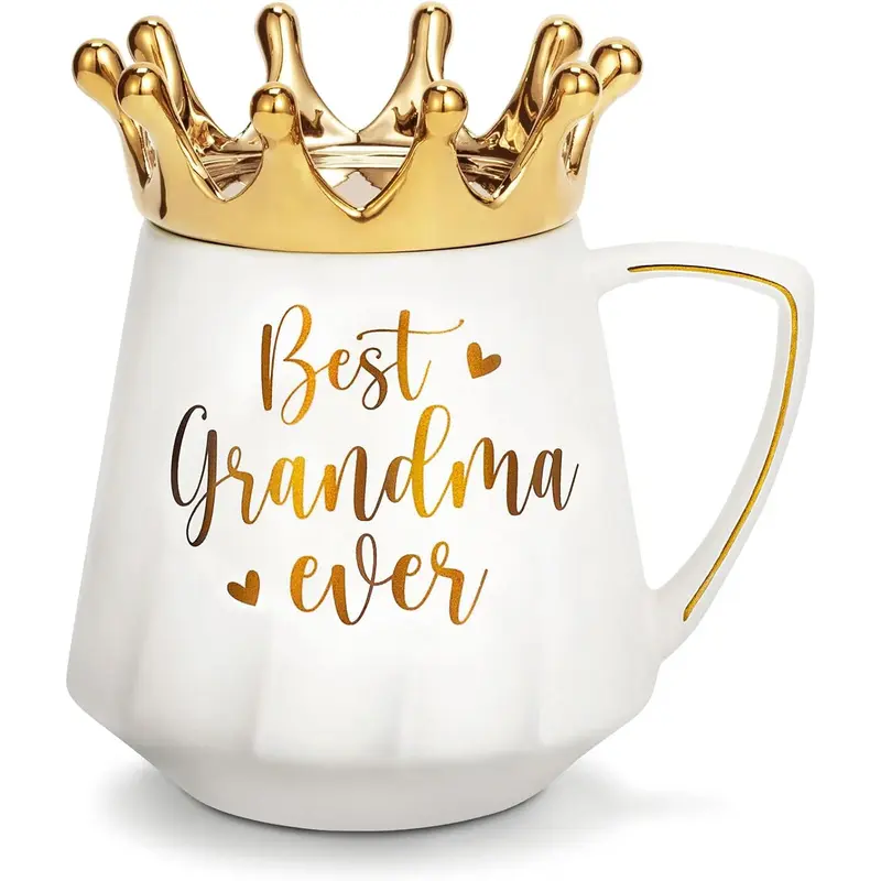 Mothers Day Gifts for Grandma Gifts from Grandkids Grandchildren,  Grandma Ever Ceramic Coffee Mug Grandma  Cup 12Oz with Crown Lid, Nana Gifts Birthday Gifts Grandma Mothers Day Gifts Nana Mug
