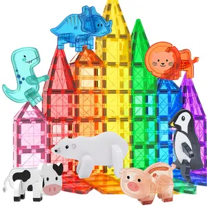 3D Animal Dinosaur Farm Creative Magnetic Blocks, Penguin Arctic Bear Magnet Tiles, Kids Toy Set, Best Gift for Boys & Girls