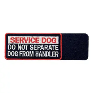 Embroidered Emblem Service Dog Patch, 4x2.5-in "Do Not Separate Dog from Handler" Hook & Loop Fastener for Vests, Harnesses