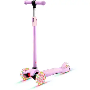 3-Wheel Kids Scooter - Lean-to-Steer Technology, Adjustable Height Handlebar, Wide Anti-Slip Deck, Scooter for Boys & Girls Ages 3+, Child Safety Approved, Support Riders Up to 165 lbs, Purple