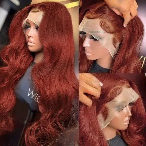 Reddish Brown 33# Lace Front Wigs Human Hair 13x6 Body Wave HD Transparent Lace Frontal Wigs Human Hair 350# Orange Ginger Colored Lace Front Wigs Human Hair Pre Plucked for Women 180 Density