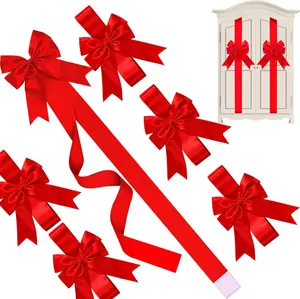 1-Piece Christmas Cabinet Ribbon Bow Set Kitchen Use 40-Inch Large Red Christmas Door Decoration Ribbon Cabinet Bow Suitable for Gifts, Christmas Trees, Home Walls, Furniture, Party Decorations