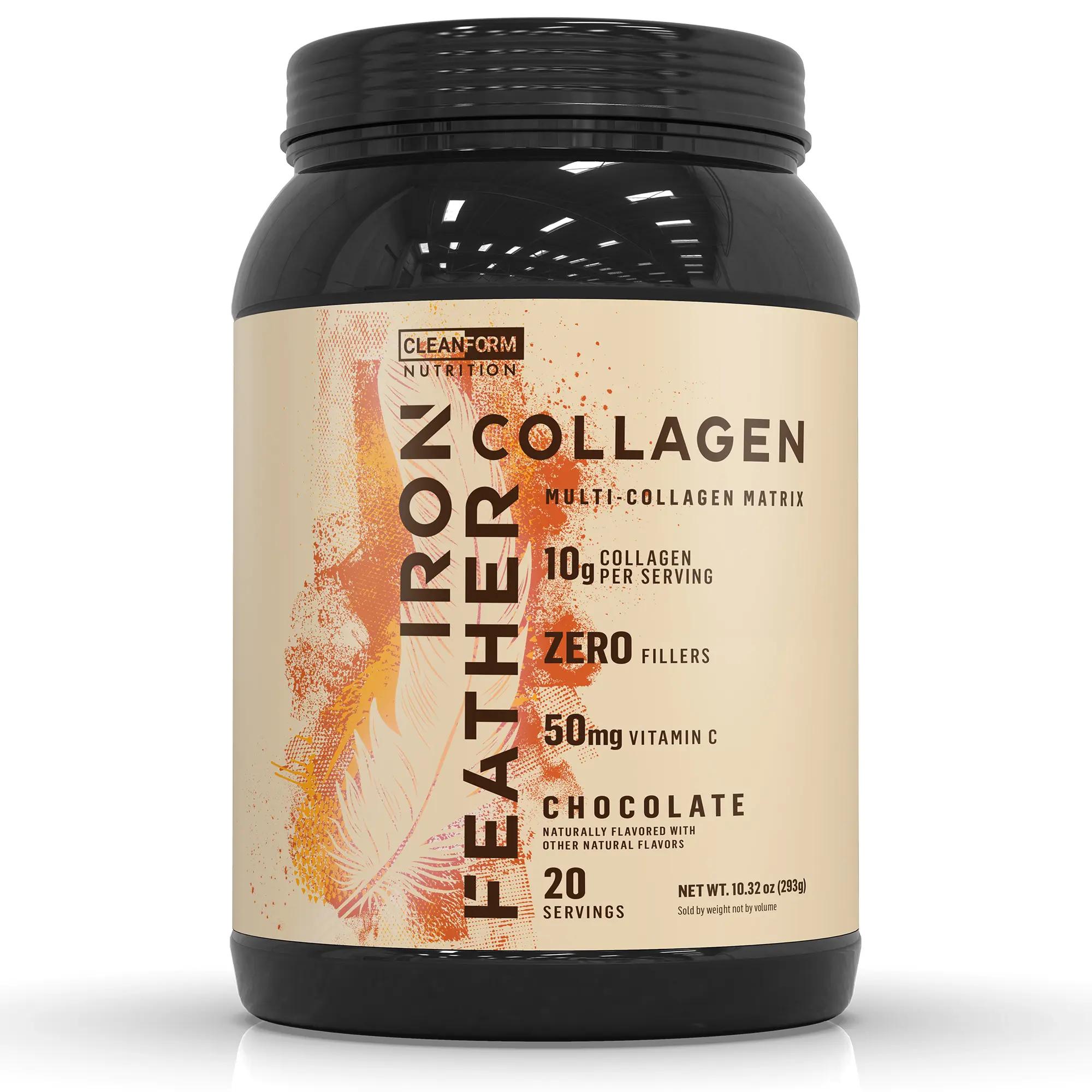 Clean Form Nutrition Iron Feather Collagen | Multi-Collagen Protein with Vitamin C | Supports Joints, Tendons, Recovery, Skin, Hair and Nails | 10g Protein per Scoop