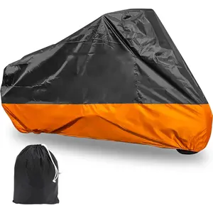Motorcycle Cover XXXL Waterproof for Harley for Ultra Classic Davidson, Large for Street Glide for Electra for Touring FLHTCU for Road King for GL for Honda for Goldwing Outdoor Weather (Orange Black)