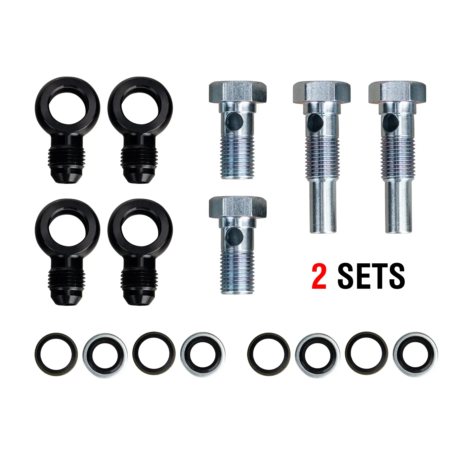 3MIRRORS -6AN Flare to 1/4" NPSM Transmission Adapter Fittings (2 Sets, Includes Washers), Compatible with 4L80E GM Transmission for Chevrolet GMC C1500/2500/3500 Silverado Sierra