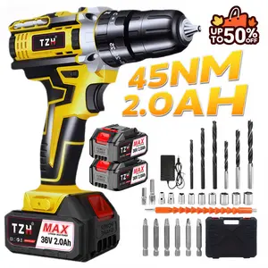 Cordless Drill Tool Set 1200mAh 21V Electric Power Drill with 2.0AhLithium-ion Battery and Charger–USB/Type-C Rechargeable, Portable, All-in-One DIY & Home Toolbox Kit