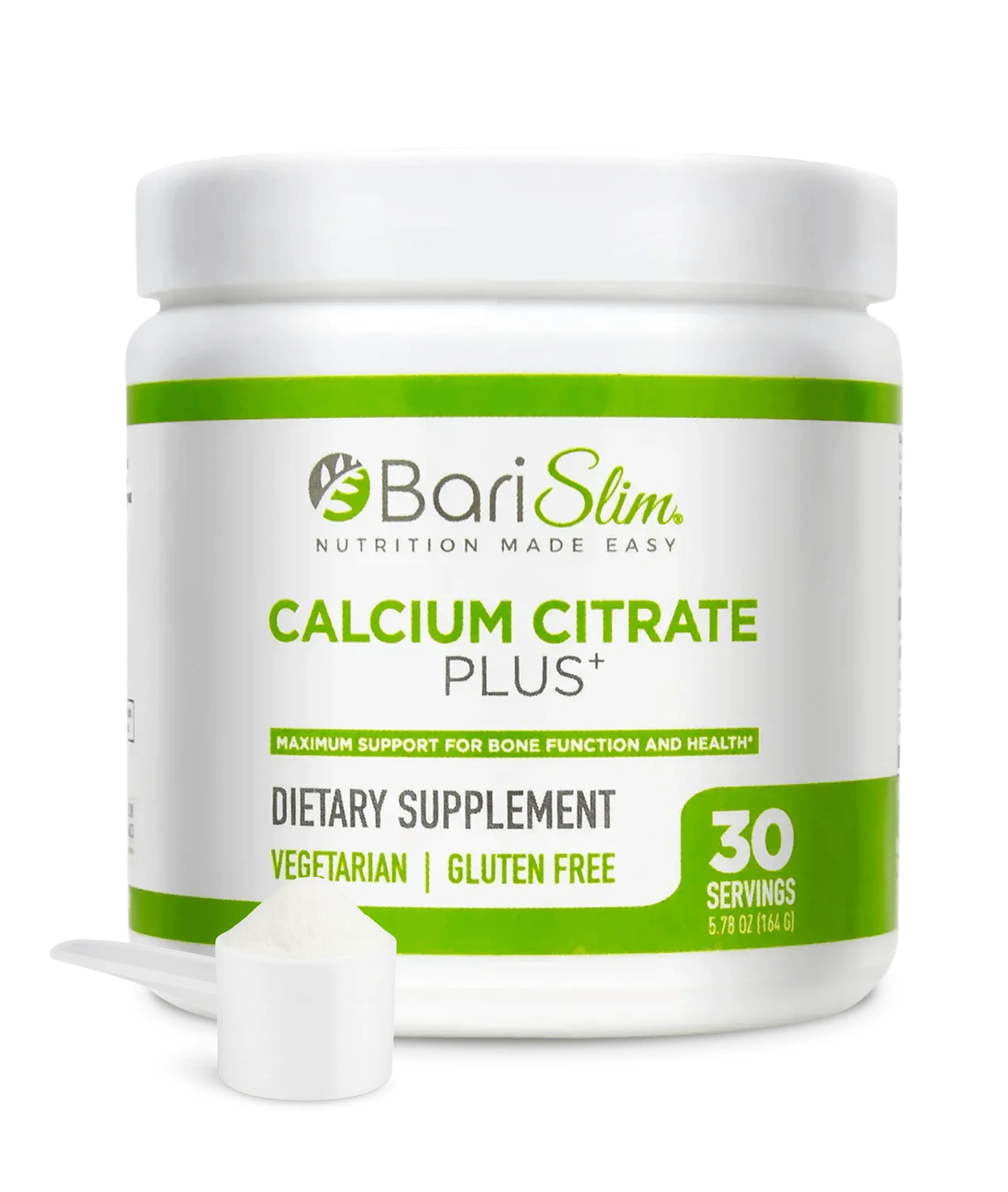 BariSlim Calcium Citrate Plus Powder – Designed for Bone Strength and Nutrient Absorption – Gentle on Stomach | 600 mg (30 Servings)