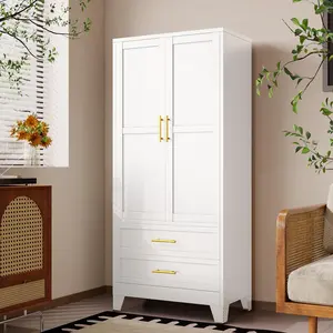 71"&61" Tall Kitchen Storage Cabinets with 2 Adjustable Shelves, Metal Pantry Cabinet with 2 Doors & 2 Drawers, Versatile Storage for Dinning/Laundry/Living Room/Bathroom