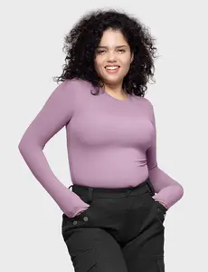 PUMIEY Long Sleeve Basic Tee Women's Crew Neck Slim Fit Tops Streetwear Minimalist Double Layer Compression Tee Casual Cloud Going outfits Office Outfits Women Elegant Classy tops Cute Fall outfits TikTokShopHolidayHaul Christmas Giftideas