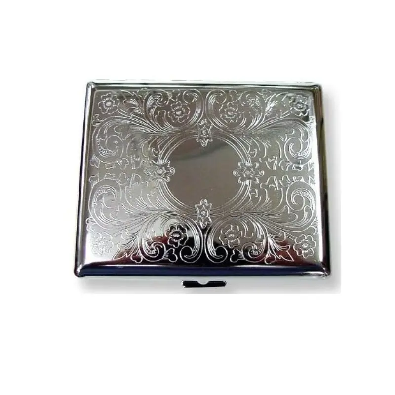 Retro Cigarette Case Victorian Style Metal Holder, Credit Card Holder Pocket Security Wallet, Large Rfid Protective Wallet with Etched Pattern Vintage Style Wallet, RFID Protected Wallet