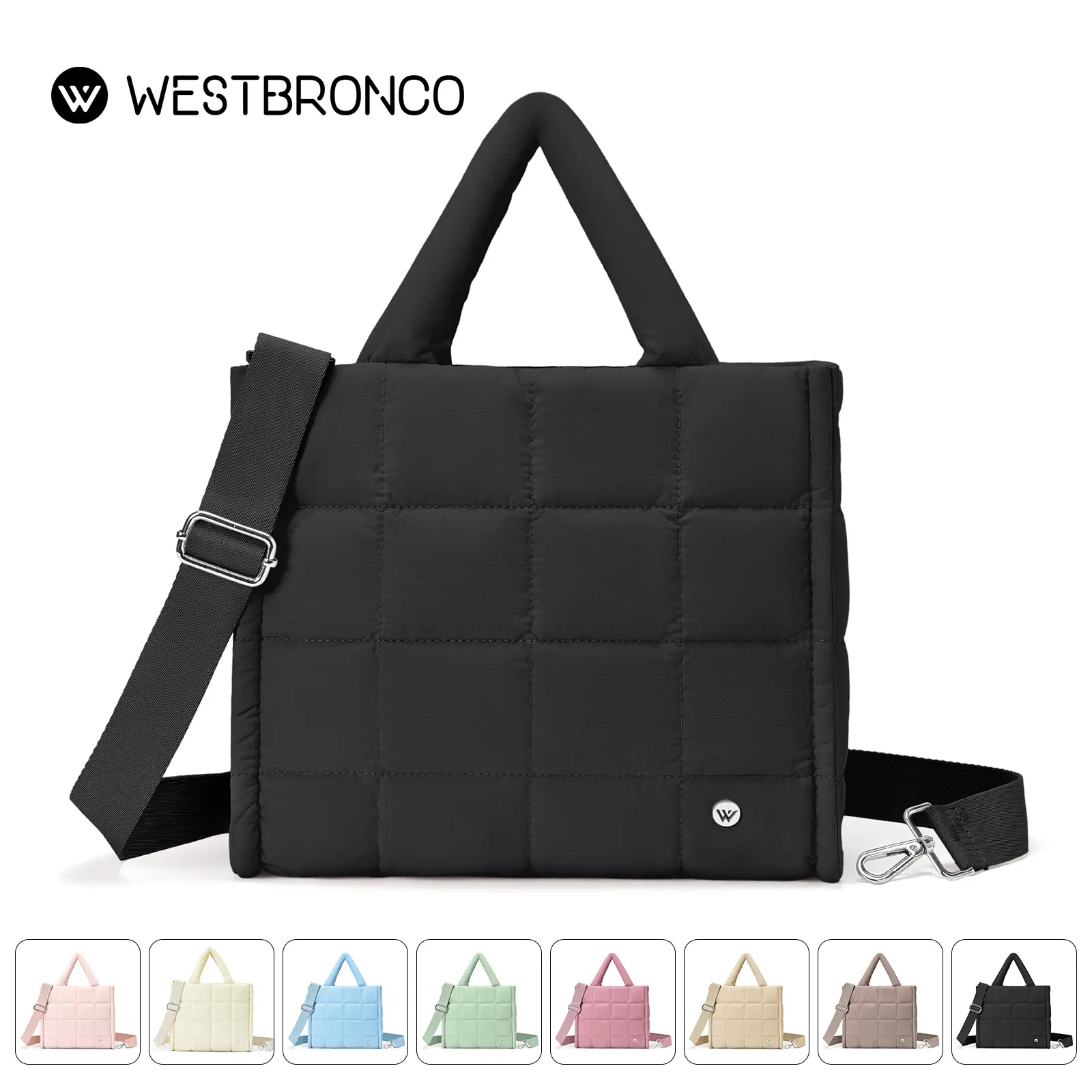 【limited stock】WESTBRONCO Bubble Puffer Tote Bag Medium Quilted Crossbody Diaper Shoulder Purse Waterproof Travel Essentials Women's Shoulder Handbag Gift Idea Lightweight Tote Bag Puffy Casual Trendy Tote Bag