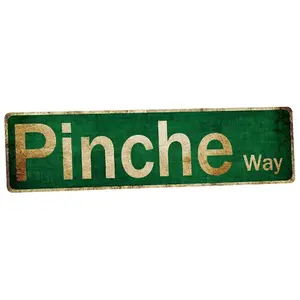 1pc 'Pinche Way' Street Sign Wall Hanging Decorative Metal Tin Sign Vintage Garage Signs Wall Art Plaque Poster 16"x4" For Ben Dover Lane Room Home Bar Pub Cafe Home & Outdoor Wall Decorations