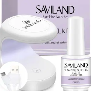 Fast Curing UV Lamp for Press-On Nails with 4-in-1 Nail Glue Gel & USB Cable for Professional Nail Art Salon