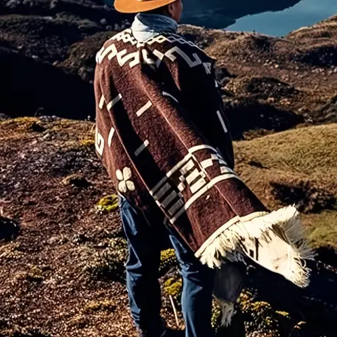 Western Cowboy Style Unisex Travel Hoodie, Outdoor Warm Poncho Cape, Large Cloak for Men and Women, Casual Fashion Jacket